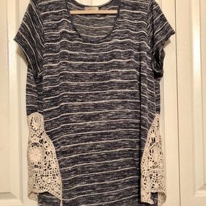 Super cute plus size Lacey striped short sleeve